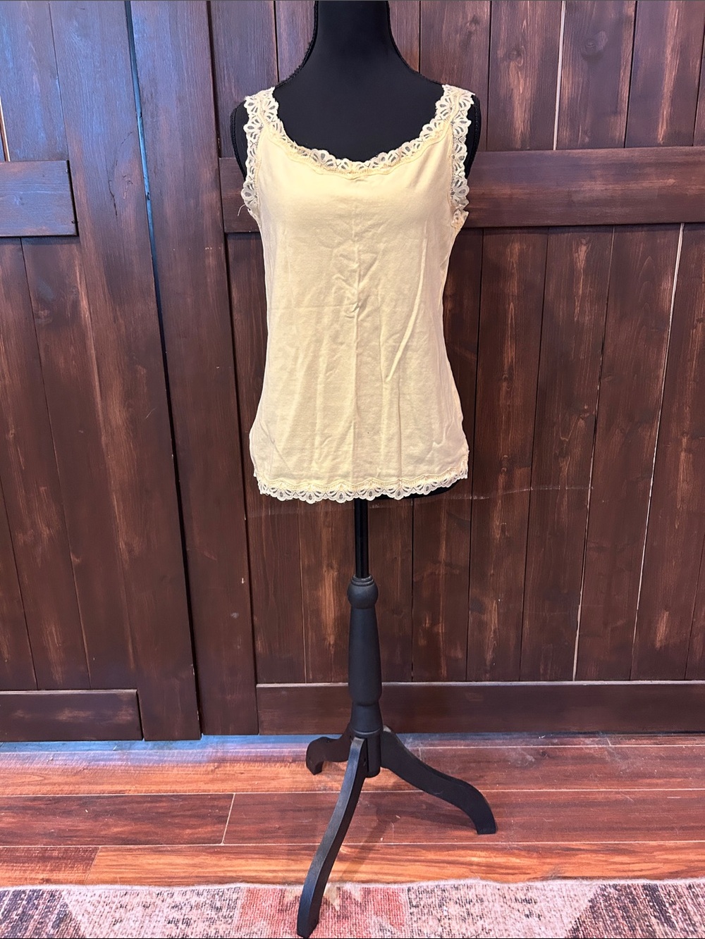 Christopher & Banks Cream Lace-Trim Camisole Tank